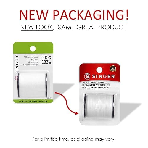 SINGER 60100, 150-yard All Purpose Polyester Thread, 1-Pack, White thumbnail 6