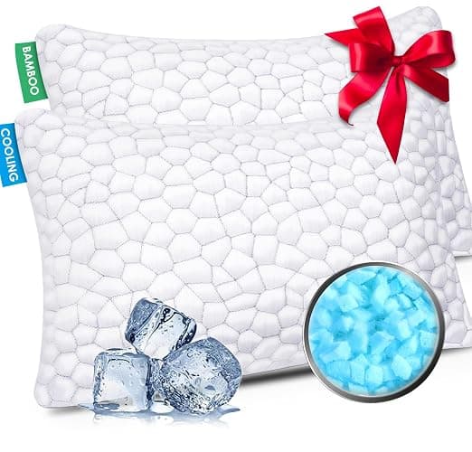 Cooling Bed Pillows Queen Size Set of 2, Shredded Memory Foam Pillows for Sleeping 2 Pack, Adjustable Soft Firm Pillow for Side Back Stomach Sleepers, Luxury Cool Pillow for Hot Sleepers Neck Support - Image 1