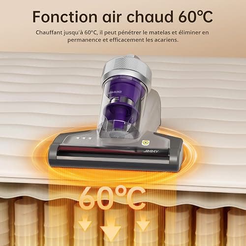 Jimmy JV35 Aspirateur Matelas Anti Acariens 700W avec Stérilisation UV-C, Chauffage à 60℃, Système de Filtration Dual-Cyclonic, Aspirateur pour Matelas, Lit, Tapis, etc. thumbnail 5