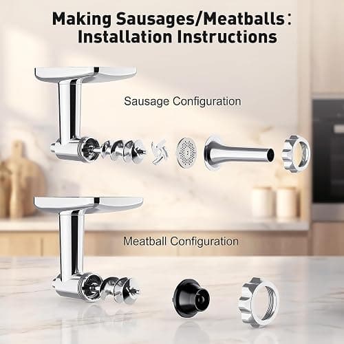 COFUN Stainless Steel Meat Grinder for KitchenAid Mixer | Meat Grinder with Meatball Maker, Sausage Stuffer, Dishwasher Safe, Compatible with All KitchenAid Stand Mixers thumbnail 5