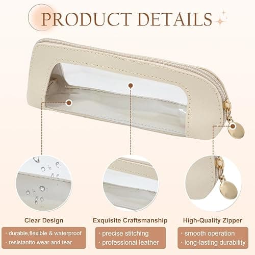 TAHULIK Clear Makeup Bag, Portable Double Sided Clear Toiletry Bag, Traveling, Compact Car Bags, Make Up Organizer, Makeup Brush Bags, Small Make Up Organizer(White) thumbnail 4