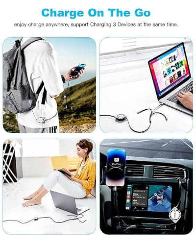 Multi Charging Cable 3A, [2Pack 4ft] Retractable Multi Charging Cord 3 in 1 Fast Charger Cord, USB C Charger Adapter with Lightning/Type C/Micro USB Ports for Cell Phones/iPhone/Samsung/PS/Tablets thumbnail 5