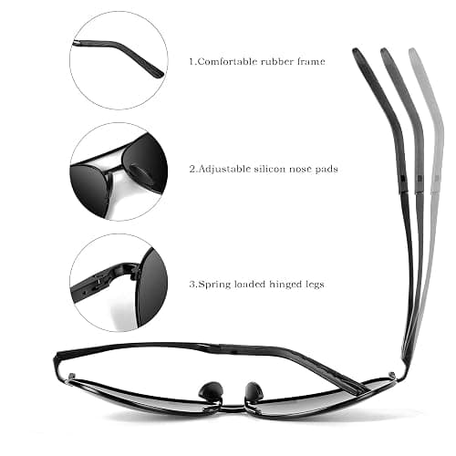 mxnx Aviator Sunglasses for Men Polarized Women Mens Outdoor Sun Glasses | Lightweight Metal Frame,Anti-slip,UV Protection,Adjustable Nose Pads,Driving,Fishing,Hiking,Golf,Sports,Unisex Classic Style thumbnail 5