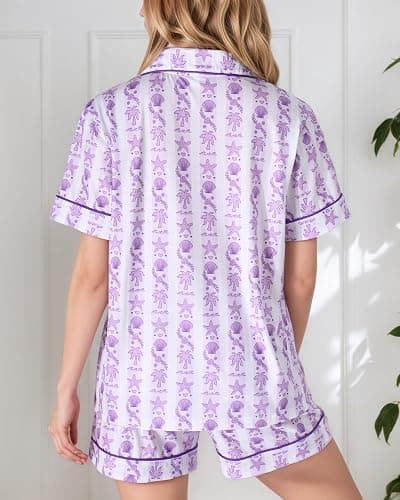 Pajamas for Womens Set Summer 2 Pece Pjs Matching Shorts Set Loungewear Palm Sleepwear for Beach Vacation, Holiday thumbnail 3