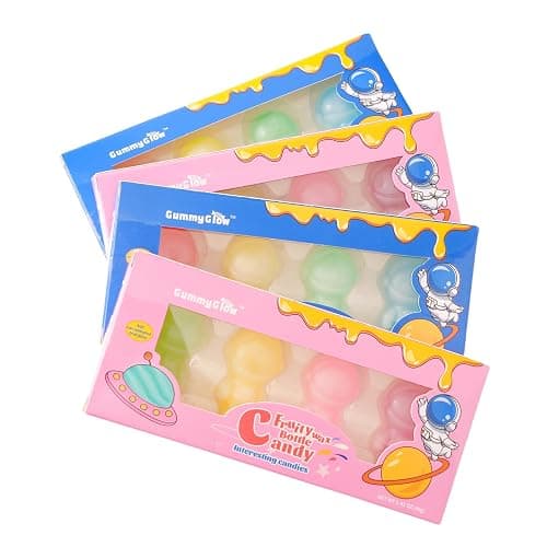 Gummy Glow Astronaut Wax Candy, 8 Flavor Retro Wax Bottles (4 Boxes, 4 Flavors Each) Nostalgic Treat - Image 1