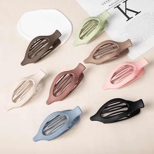 8 Pcs Flat Hair Clips for Women Girls, Flat Claw Clips for Thick Thin Hair, Hair Accessories Barrettes thumbnail 7