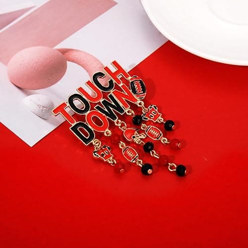 Game Day Brooches for Women Football Brooch Pins Touch Down Brooches Red Black Blue White Team Spirit Accessories Game Day Outfits Football Jewelry Party Favor Gifts - Style E thumbnail 2