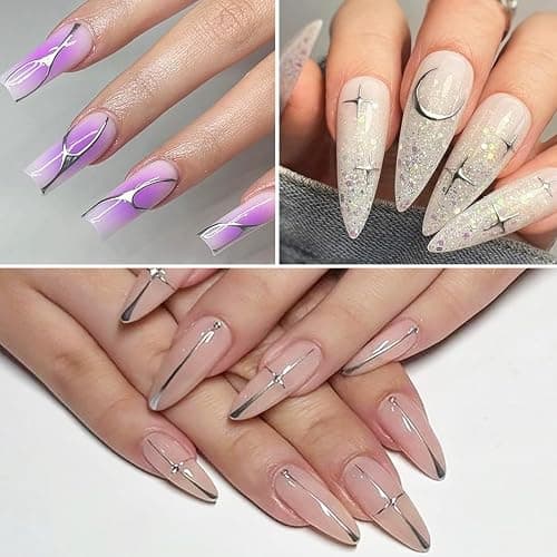 Fcozpjk Metallic Gel Nail Polish 2PCS Chrome Gel Liner Nail Art Gold Silver Gel Polish 8ml Mirror Effect Painting Nail Gel with Build in Thin Brush Soak Off UV/LED Nail Polish Manicure Supplies thumbnail 5