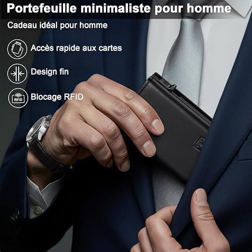 TENBST Portefeuille Homme en Cuir, Porte-Cartes avec Blocage RFID, 8 Porte Carte Crédit, Porte Carte Bancaire avec Compartiment à Billets et Poche à Monnaie - Boîte Cadeau thumbnail 6