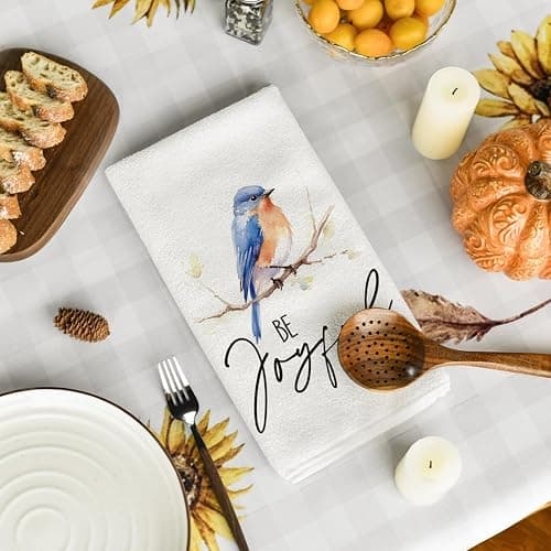 Artoid Mode Floral Leaves Branch Bird Kitchen Towels Dish Towels, 18x26 Inch Seasonal Summer Decoration Hand Towels Set of 4 thumbnail 5