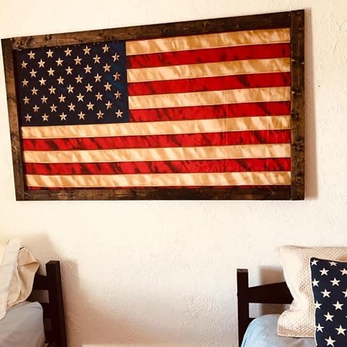 Vintage American Flag 3x5 ft Tea Stained American Flags Heavy Duty Old Antiqued USA Flag for Outside with 2 Brass Grommet for Room Wall Decoration thumbnail 2