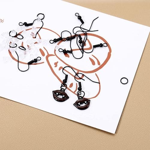 600Pcs Hypoallergenic Black Earring Hooks, Making Kit With Backs and Jump Rings for Jewelry Making Supplies (Black) thumbnail 5