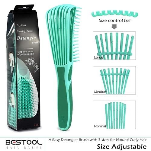 BESTOOL Detangling Brush for Black Natural Hair, Curly Hair Afro 3/4abc Texture - Faster and Easier Detangle Wet or Dry With No Pain (Green) thumbnail 3