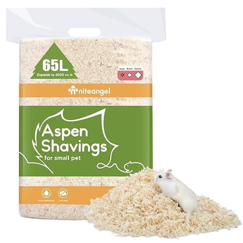 Niteangel Aspen Shaving Hamster Beddings for Syrian Dwarf Hamster Gerbil Mice Degu Rat Rabbit Bunny Guinea Pig Chinchilla Hedgehog or Other Small Pets (65L - Mini) - Image 1