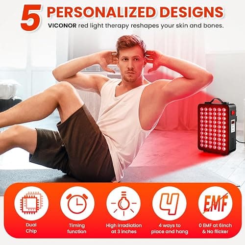 ⭐️Red Light Therapy for Body, 660nm 850nm Near Infrared Light Therapy Panel, 60 Dual Chip LED Device with 300W of Power, Ideal for Body, Face, Improve Sleep, Skin Health, Includes Hanging Kit & Handle thumbnail 3
