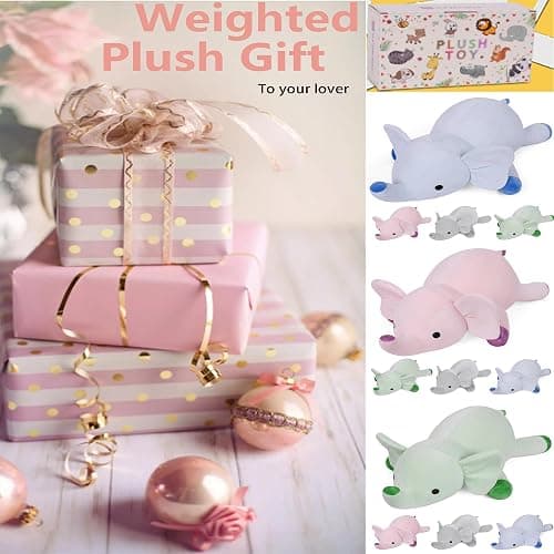 WeBingo 4.2 lbs Elephant Weighted Stuffed Animals, 24" Weighted Elephant Plush Toy Weighted Plush Animal Throws Pillows Gifts for Kids & Adults(Gray) thumbnail 7