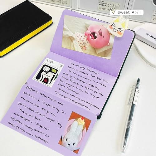 3.5x5.7inches Mixed Media Sketch Pad, 120GSM 32Sheets Folded Colored Paper Sketchbook for Drawing, Protable Hardcover Art Sketchbook for Painting, Writing, Journal.Purple thumbnail 6