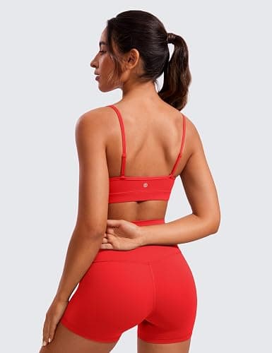 CRZ YOGA Butterluxe V-Neck Sports Bras for Women - Adjustable Thin Straps Padded Yoga Top Basic Wireless Camisole thumbnail 2
