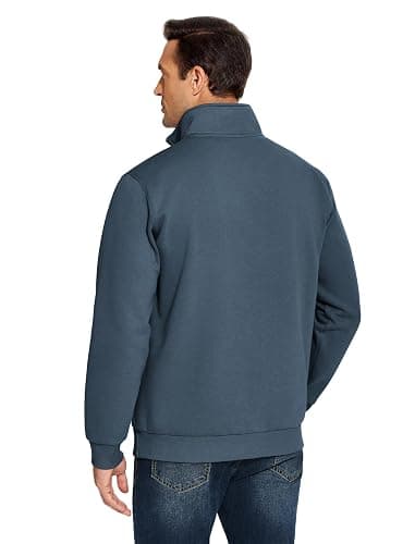 PINSPARK Men's Quarter Zip Pullover Sweatshirts Mock Neck Casual Long Sleeve Fall Winter Warm Fleece Cotton Sweatshirt thumbnail 2
