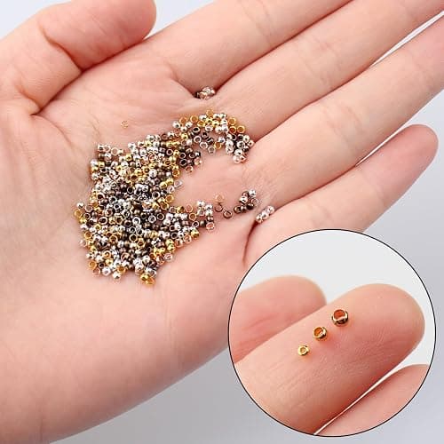 600 Pièces Perles A Ecraser Pour Bijoux,Perle à écraser,Perles à Écraser Rond,PPerles à Sertir Lisse Rondes Perle,Pour DIY La Fabrication De Bijoux,8 Couleurs (1.5mm/2mm/2.5mm) thumbnail 4