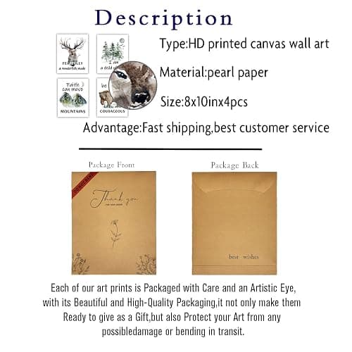 Forest Animals Bible Verse Poster ， Inspirational Quote Poster ，Watercolor Wall Art for Kids Room Decor ，suitable for Kids Room ,Playroom Nursery Decor Decor | 4-pack20.32 x 25.40 cm (Unframed) thumbnail 2