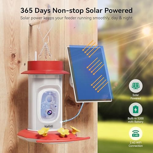 Hummingbird Feeder with Camera Solar Powered, 2K Live Stream Smart AI Bird Species Recognition, Leak-Proof & Ant-Bee Proof, IP65 Outdoor Wireless Bird Feeder thumbnail 5