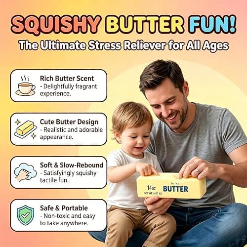 10in Giant Butter Squishy, Jumbo Big Butters 14oz Squeeze Stress Balls, Large Butter Stick Stress Relief Slow Rising Fun for Anxiety Relief Party Favors thumbnail 5