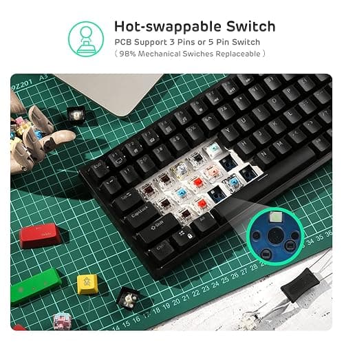 RK ROYAL KLUDGE RK84 Wireless RGB 75% Triple Mode BT5.0/2.4G/USB-C Hot Swappable Mechanical Keyboard, 84 Keys Wireless Gaming Keyboard w/High-Capacity Battery, Quiet Red Switch thumbnail 3