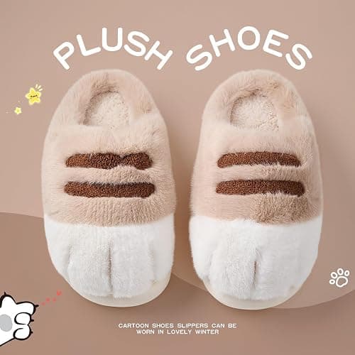 Plush cat paw slippers，non-slip soles, cozy and cute slippers thumbnail 2