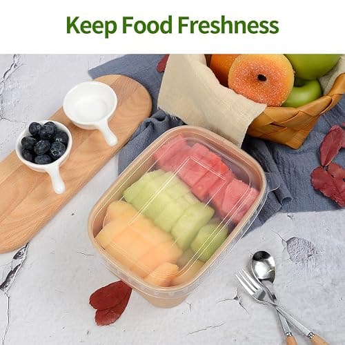AICHEF 50 Pack 35 oz Paper Food Containers with Lids, Microwavable and Freezer Use Paper Meal Prep Containers Disposable Food Prep and Take Out Food Containers, 50 Bowls 50 Lids thumbnail 2