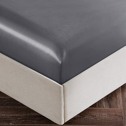 SiinvdaBZX 3-Piece Set Satin Full Fitted Sheet & 2 Pillowcase, Grey | Silky Soft Fitted Bottom Sheet, Deep Pocket Sheet Design Fits 15 Inch Mattress, Wrinkle Free, Fade Resistant thumbnail 7