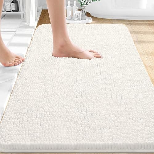 OLANLY Bathroom Rugs 30x20, Extra Soft Absorbent Chenille Bath Rugs, Rubber Backing Quick Dry, Machine Washable Bath Mats for Bathroom Floor, Tub and Shower, Home Decor Accessories, Ivory - Image 1