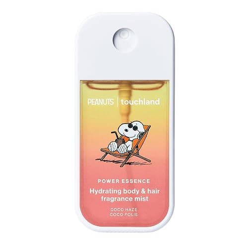 Touchland x Peanuts Body & Hair Hydrating Fragrance Mist Travel Size | TSA ready spray. Tropical scent of grapefruit, magnolia, coconut & sandalwood. Hydrates and refreshes skin and hair. - Image 1