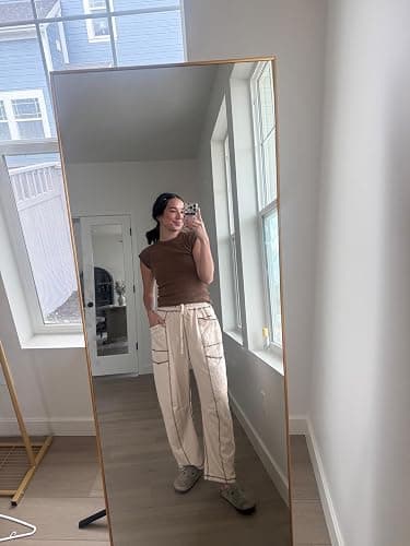 Athlisan Womens Baggy Barrel Pants Wide Leg Lounge Drawstring Sweatpants with Pockets thumbnail 7