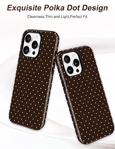 Aitipy Magnetic Polka Dot Phone Case for iPhone 16 Pro, Compatible with MagSafe, Cute Brown Polka Dots Aesthetic Soft TPU and Hard PC Shockproof Protective Phone Cover for Women Girls-Shiny thumbnail 3