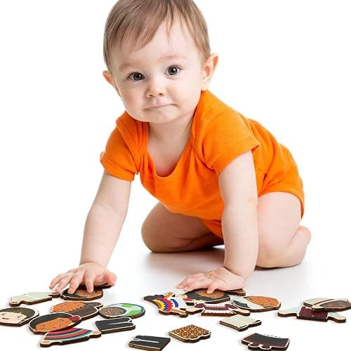 Kathfly Wooden Multicultural Doll Puzzles for Kids Interchangeable Dress Up Diversity Wood Peg Puzzles for Preschool World thumbnail 6