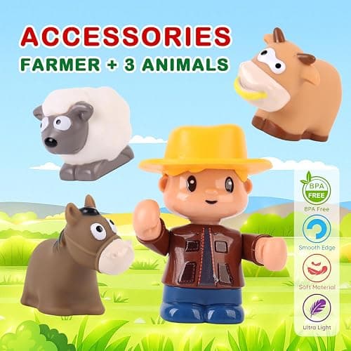 Self-Driving Farmer Tractor Truck Toy for Boys with Lights and Music, with Farmer Figure & Farm Animals (Moving Chimney and Shaking Animals) thumbnail 4