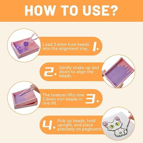 Kculswin 2.6mm Fuse Bead Single Needle Tweezer & Aligner Tray Kit, Efficient Iron Bead Sorting Tools with Effortless Beads Recovery for Experienced Enthusiasts (for Adult) thumbnail 7