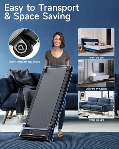 Walking Pad Treadmill for Home - Under Desk Treadmills Mini Portable Walking Running Machine Slim Compact Motorized Electric Treadmill with Adjustable Speed Remote thumbnail 7
