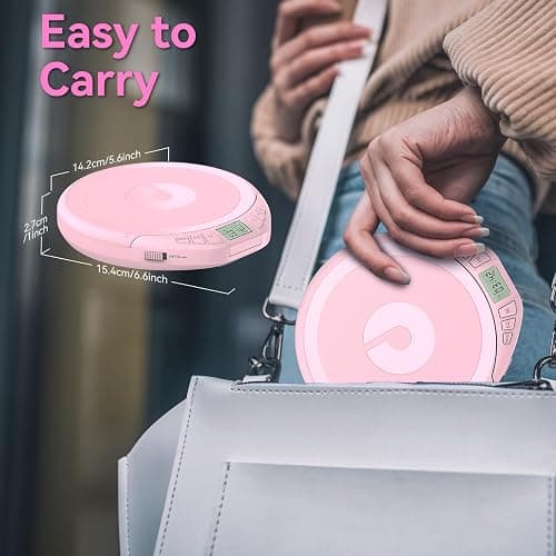 Gueray Portable CD Player with Earphones,CD Discman for Car Home with Anti-Skip Shockproof Protection,Personal CD Music Player with LCD Display Support PROG Memory Function thumbnail 4