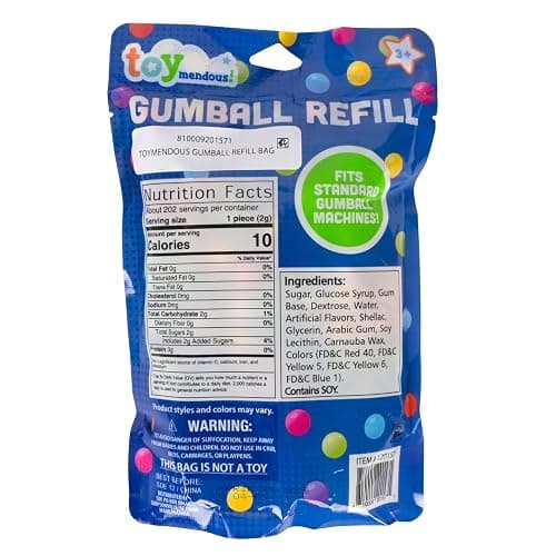 Toymendous Gumballs for Gumball Machine, 15oz Assorted Chewing Gum Fruit Flavored Bubble Gum, Gluten Free, 193 pieces thumbnail 7