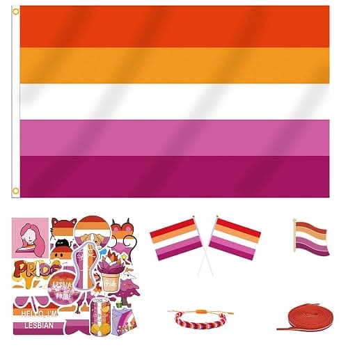 MEPLUM PRIDE 3x5 FT WLW Lesbian Flag Bundle for LGBTQ+ Accessories Present Celebration Parades Home Decor Party Supplies Festivals - Image 1