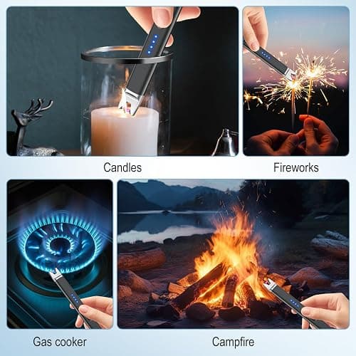 Electric Candle Lighter USB C Rechargeable BBQ Lighter Long Reach, Electronic Arc Plasma Lighter Flameless and Windproof for Candles, Grill Stove, Camping (Jet Black) thumbnail 2