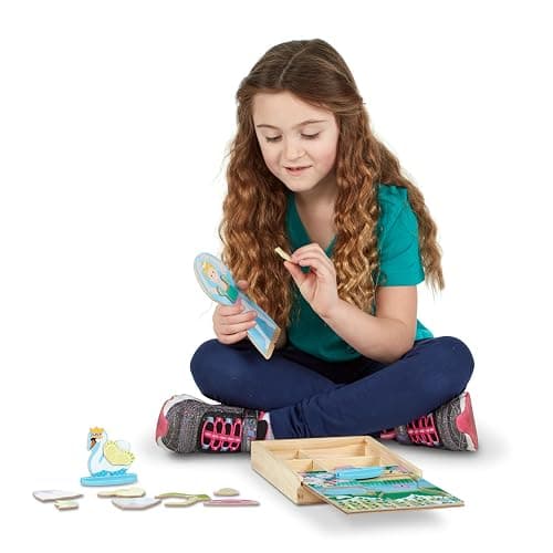 Melissa & Doug Ballerina And Fairy Magnetic Dress-Up Double-Sided Wooden Doll And Swan Pretend Play Set (52 pcs) thumbnail 3