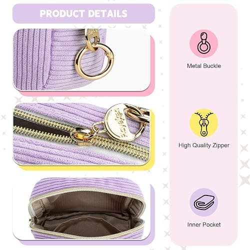 Playexen Period Bag for Teen Girls, Corduroy Sanitary Napkin Storage Bag, Menstrual Pad Pouches Tampon Holder for Purse thumbnail 3
