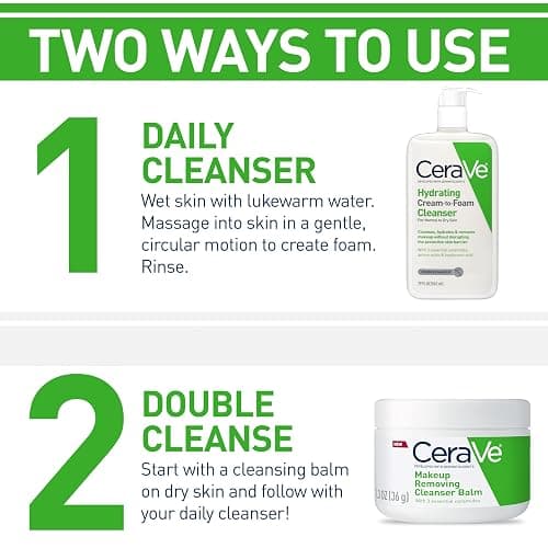 CeraVe Hydrating Cream To Foam Cleanser, Makeup Remover Face Wash For Dry Skin, Foaming Facial Cleanser With Hyaluronic Acid, Normal To Dry Skin, Fragrance Free & Non Comedogenic, 19 Fluid Ounce thumbnail 3