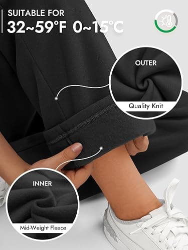 ATHMILE Womens Sweatpants 2025 Baggy Wide Fleece Lined Straight Leg Pants - XX-Large - Black thumbnail 2
