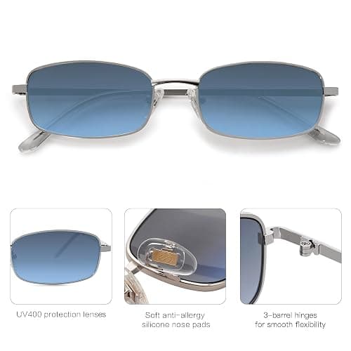 SOJOS Small Trendy Rectangle Sunglasses Womens Mens, Retro 80s 90s Y2k Chic Narrow Thin Skinny Sunnies SJ1187 thumbnail 4
