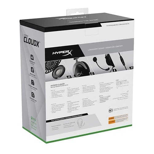 HyperX CloudX, Official Xbox Licensed Gaming Headset, Compatible with Xbox One and Series X|S, Memory Foam Ear Cushions, Detachable Noise-Cancelling Mic, in-line Audio Controls,Black/ Silver thumbnail 8