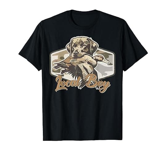 Local Boy Hunting Dog Camo Southern Country Pride Vintage T-Shirt - Image 1